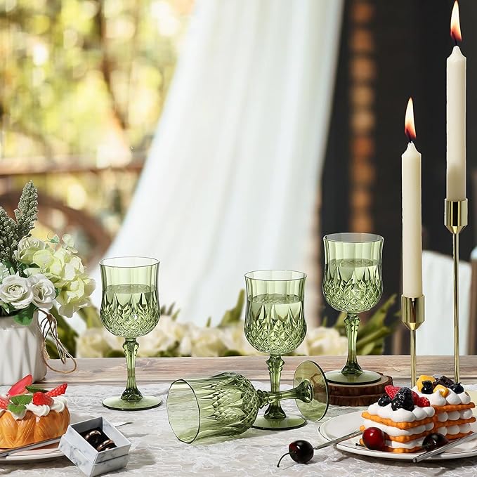 XUWAIDSGN 48 Pcs 7oz Plastic Vintage Wine Glasses Drinking Glasses Unbreakable Wedding Glassware