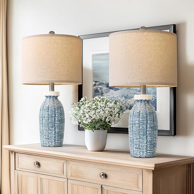 22.75" Table Lamps for Bedroom Living Room Boho Lamp Set of 2 Farmhouse Lamp Bedside Nightstand