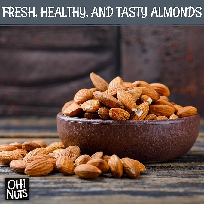 Oh! Nuts Almonds - Raw - 100% Natural - 2 lb - High-Protein Whole Almonds - Packed in New York
