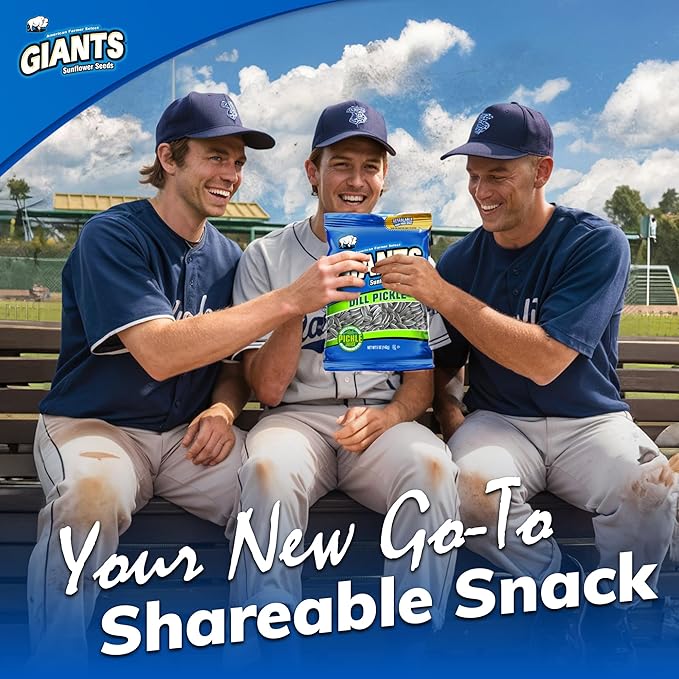 GIANTS Dill Pickle Sunflower Seeds - Sunflower Seeds Bulk, Big Sunflower Seeds to Eat, Roasted &