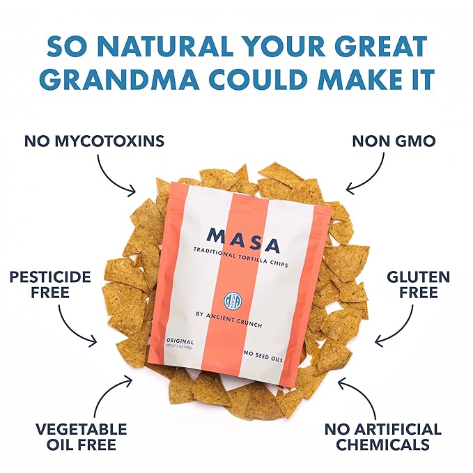 MASA CHIPS - Tortilla Chips Snack Pack - Seed Oil Free, Naturally Grown Corn Chips - Low Carb