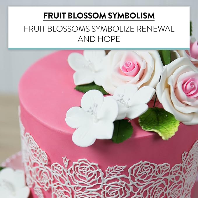 Global Sugar Art Fruit Blossom Sugar Cake Flowers, White with Wires, 12 Count by Chef Alan Tetreault