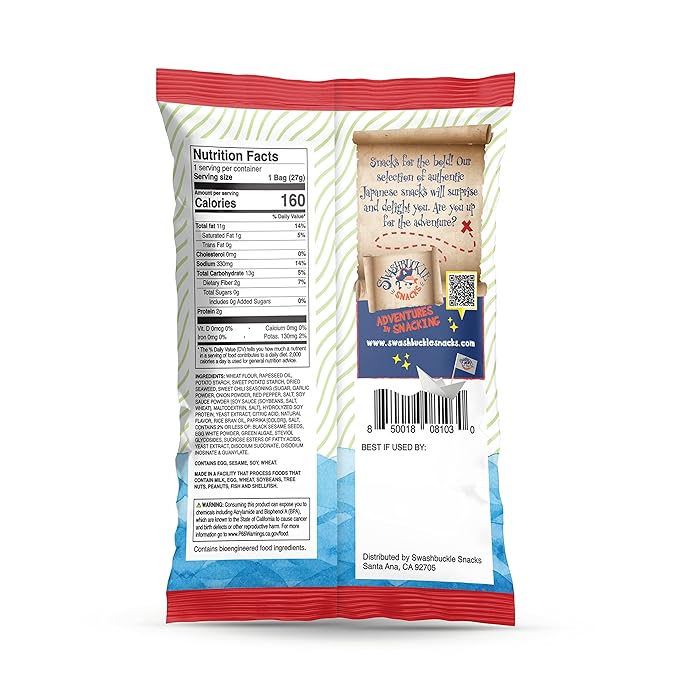 Japanese Tempura Seaweed Chips, Noriten ??Sweet Chili Flavor | 0.95oz x 5 Pack | Made in Japan by