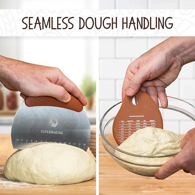 Superbaking Sourdough Proofing Basket Gift Set, Round 9" & Oval 10" Banneton, Sourdough Starter