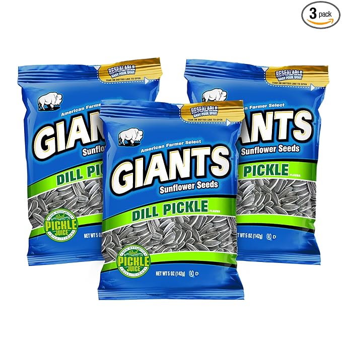 GIANTS Dill Pickle Sunflower Seeds - Sunflower Seeds Bulk, Big Sunflower Seeds to Eat, Roasted &