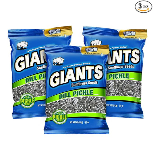 GIANTS Dill Pickle Sunflower Seeds - Sunflower Seeds Bulk, Big Sunflower Seeds to Eat, Roasted &
