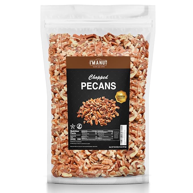 Premium Raw Chopped Pecans 64oz (4 lb) | American-Grown, Non-GMO | Batch Tested Gluten & Peanut