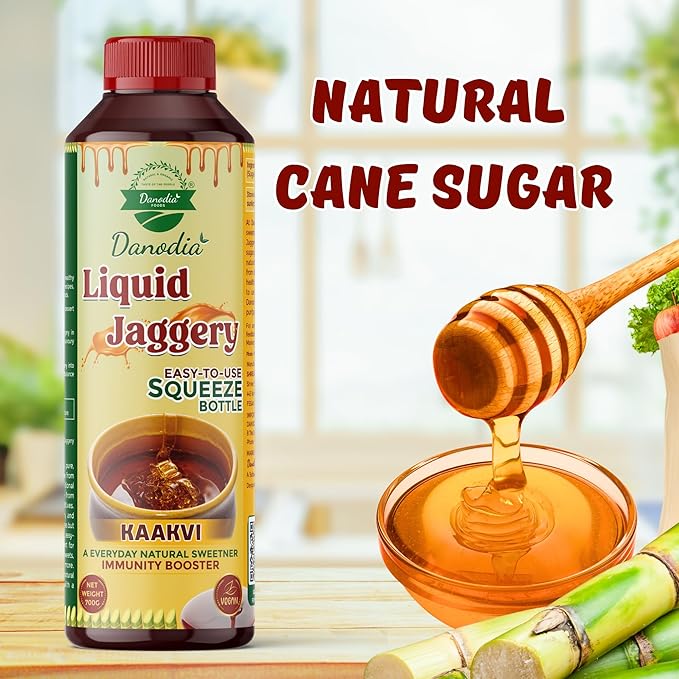 Danodia Foods LIQUID JAGGERY SYRUP (700g/1.54 lb) | Natural Sweetener from Sugarcane | No