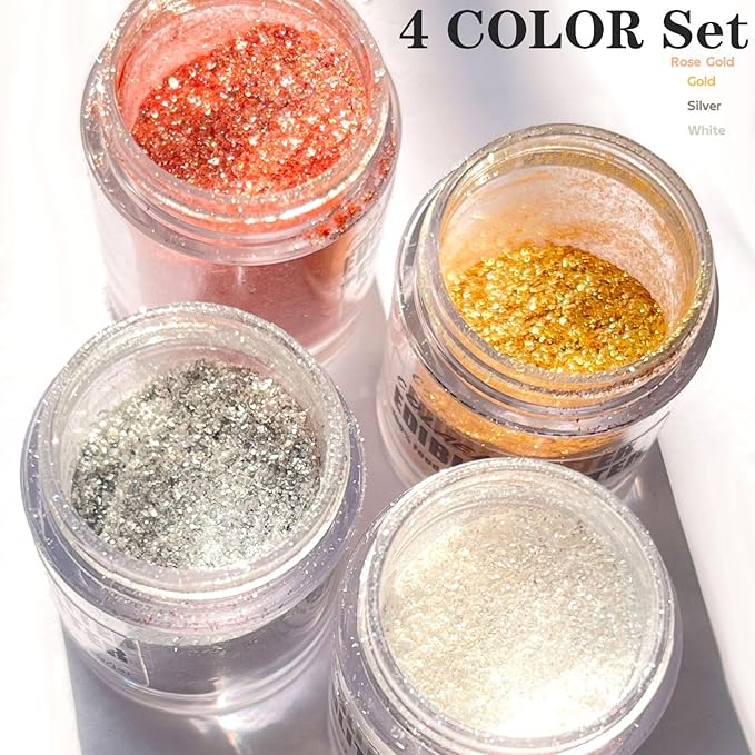 Edible Glitter for Drinks Cakes Christmas Set - Colaele 4 Colors Shimmering Luster Dust Disco