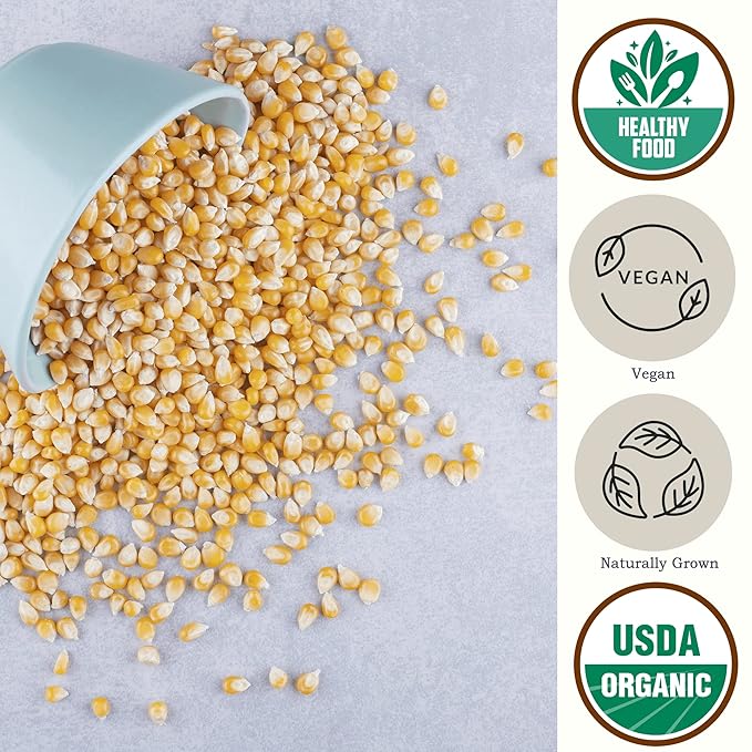 Be Still Farms Yellow Organic Popcorn Kernels (4.8lb) - Uncooked Corn Bulk Great for Movie Night
