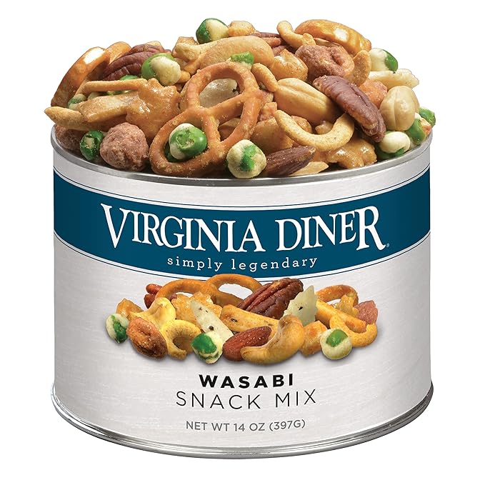 Virginia Diner - Wasabi Snack Mix 14oz Resealable Can of the Perfect Bar Mix for Snacking Sharing