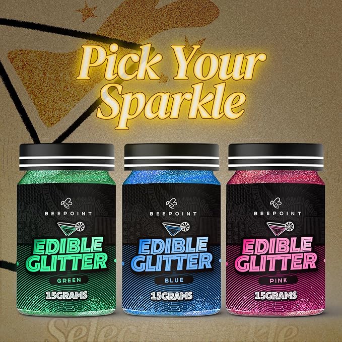 BeePoint Blue Edible Glitter for Drinks 15g - Food Grade, Vibrant Color Shimmer Powdered Dust for