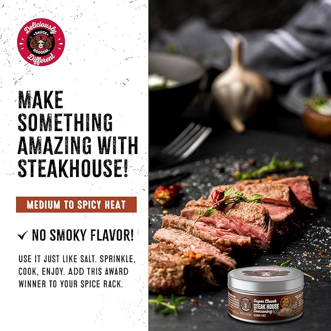 Sauce Goddess - Super Chunk Steakhouse Seasoning (2 Tin Cans) - No Sugar, Additives, Vegan