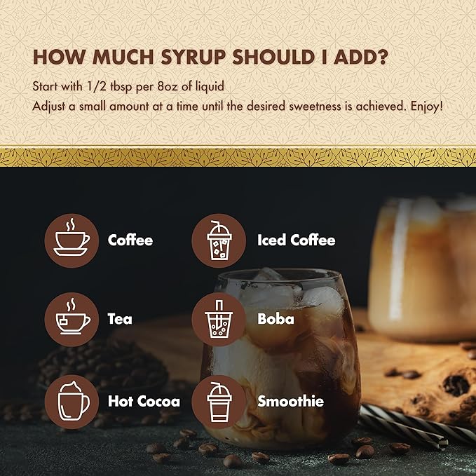 ChocZero Chai Flavoring Syrup, Sugar Free, Monk Fruit Sweetened, Prebiotic Fiber, Keto, Gluten