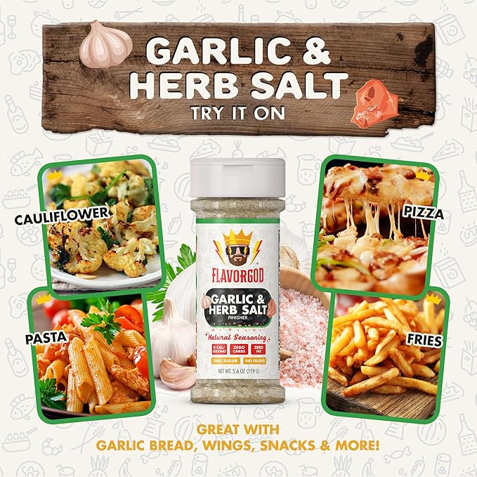 Garlic & Herb Salt Finisher by Flavor God - Premium All Natural & Healthy Spice & Seasoning Mix