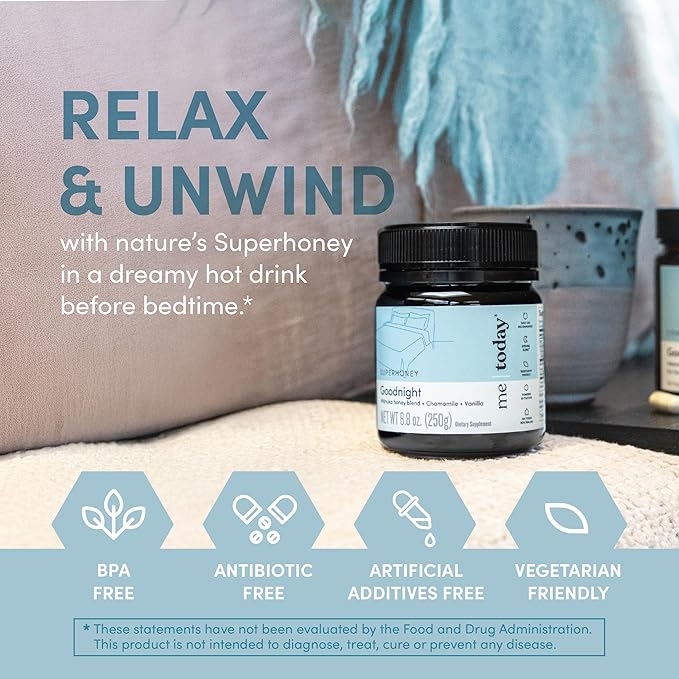 Me Today – Goodnight Mānuka Honey Blend with Chamomile and Vanilla (250g/8.8oz), 8.08 Ounce (Pack