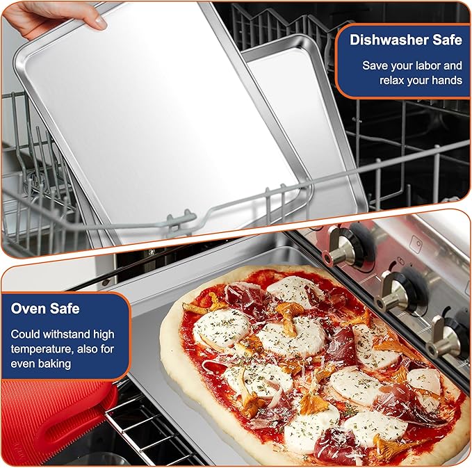 P&P CHEF 19.6 Inch Baking Cookie Sheet, Oven Pan Tray Stainless Steel Sheet Pan for Kitchen, Oven