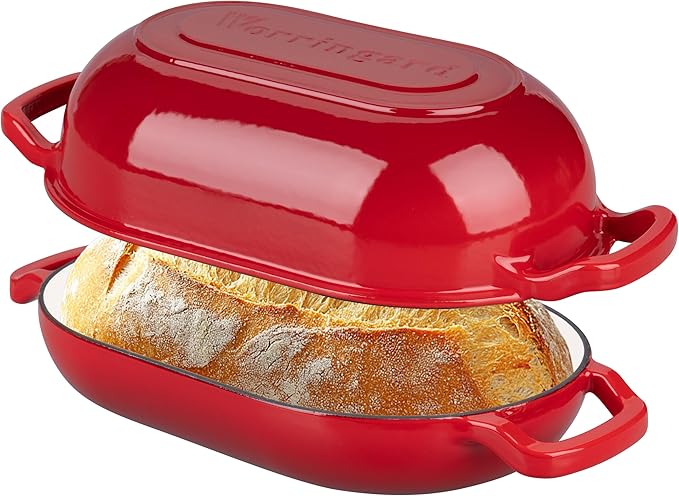 Enameled Cast Iron Sourdough Bread Oven, Dutch Oven, Loaf Cast Iron Bread Pan for Homemade Bread