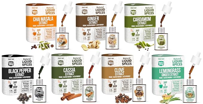 Spice Drop Variety Combo Pack Of 7 |Chai Masala, Cardamom, Ginger, Lemongrass, Cinnamon, Clove, And
