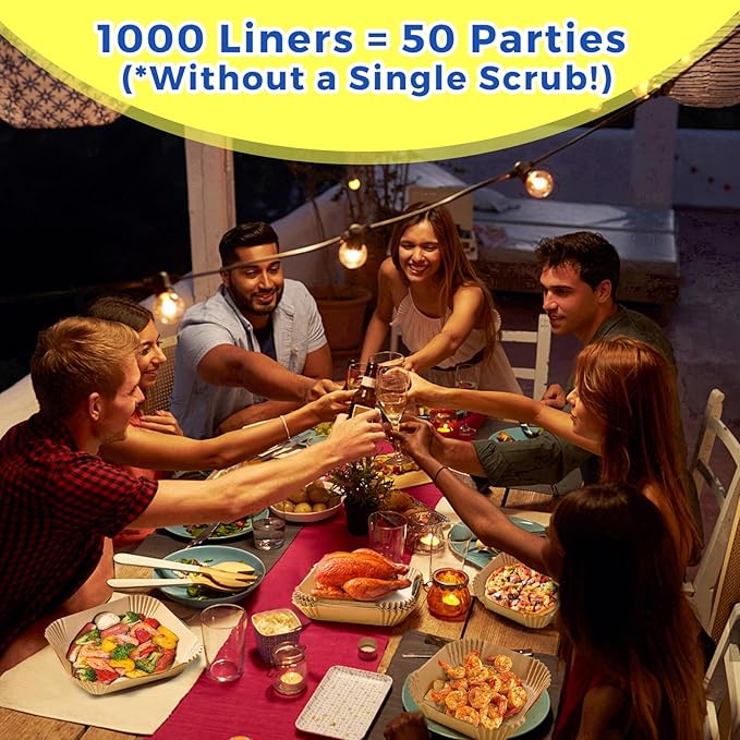 1000 Pcs Air Fryer Paper Liners, 8" Square Air Fryer Liners Disposable, Heavy-Duty Parchment Paper
