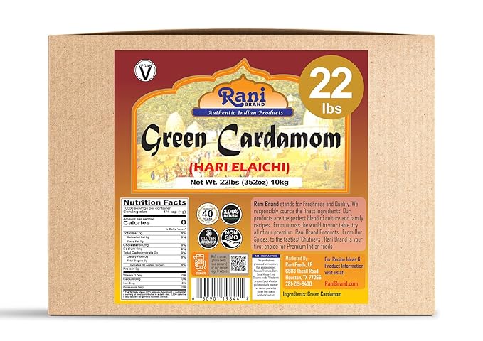 Rani Green Cardamom Pods Spice (Hari Elachi) 352oz (22lbs) 10kg Bulk Box ~ All Natural | Vegan |