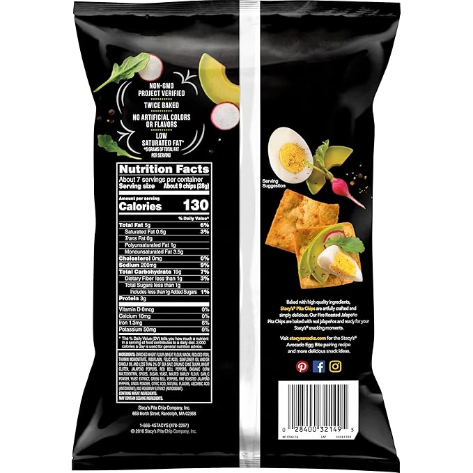 Stacy's Fire Roasted Jalapeno Pita Chips, 7.33 oz