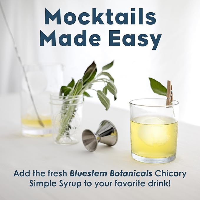 Bluestem Botanicals Organic Chicory Simple Syrup, 8 oz, Cocktail and Mocktail Mixer for Drinks