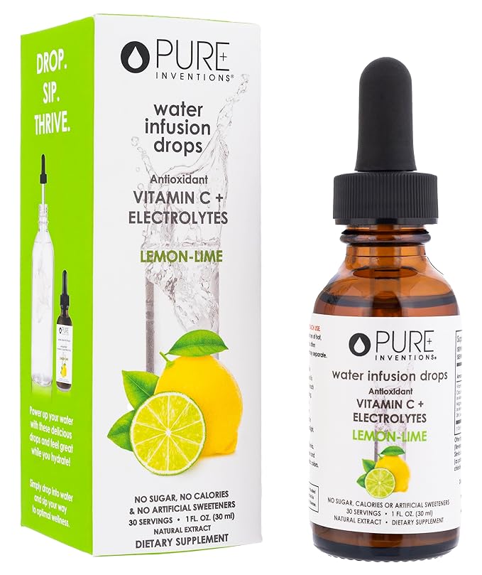 Pure Inventions - Lemon Lime Water Infusion Drops - Antioxidants, Vitamin C & Electrolytes - Health