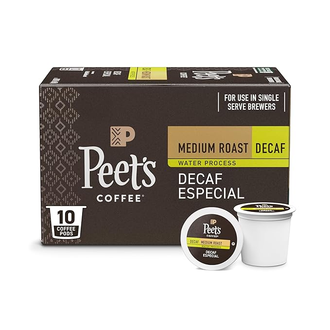 Peet's Coffee, Medium Roast Decaf Single Serve Coffee Pods - Decaf Especial 10 Count (1 Box of 10