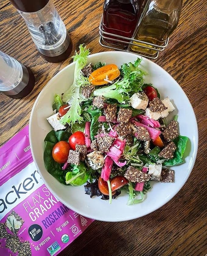 Flackers Organic Rosemary Flaxseed Crackers, 5 Ounce 12-Pack, Gluten Free, Non GMO, Vegan, Keto