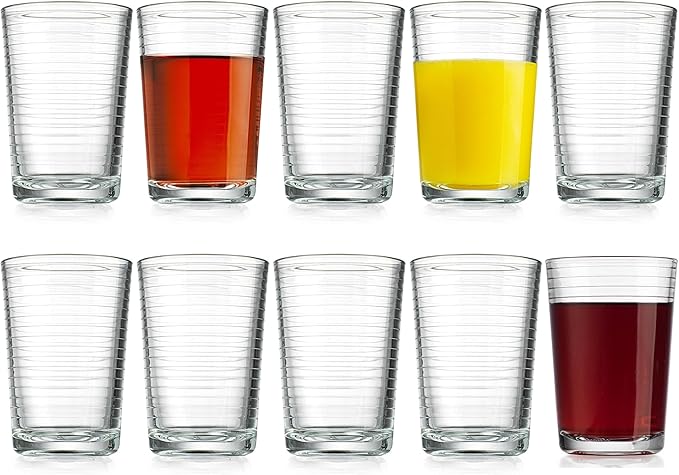Glaver's Juice Glasses 7 oz. Set of 10 Glass Cups ??Beverage Water Tumblers For Home and Bar