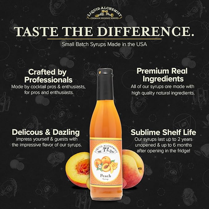 Liquid Alchemist Peach Syrup for Drinks - Real Ingredients Make our Peach Puree for Cocktails a