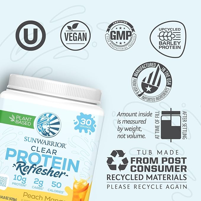 Sunwarrior Clear Protein Powder Plant-Based Water Mix, Vegan and Refreshing Protein and Hydration