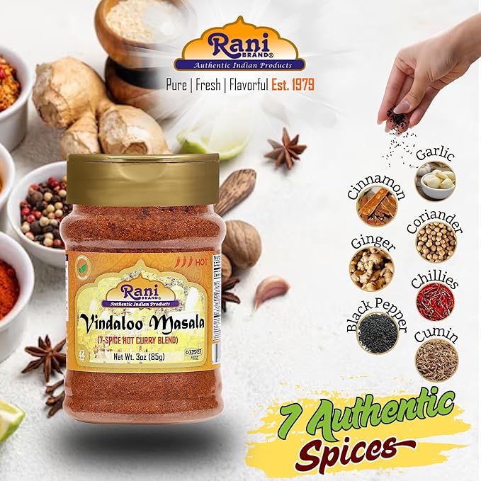 Rani Vindaloo Curry Masala Indian Spice Blend 3oz (85g) PET Jar ~ All Natural | Salt Free | Vegan |