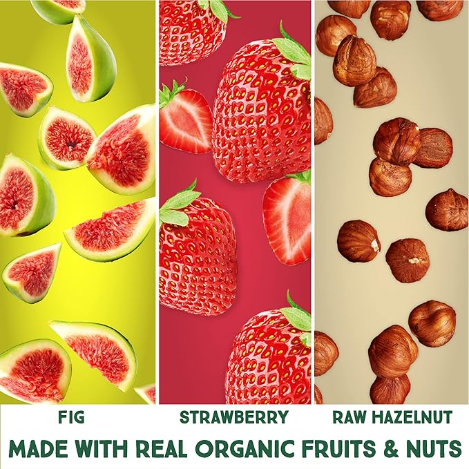 Happy Village Organic Fruit & Nut Bars, STRAWBERRY | Gluten Free, No Refined Sugar, Kosher