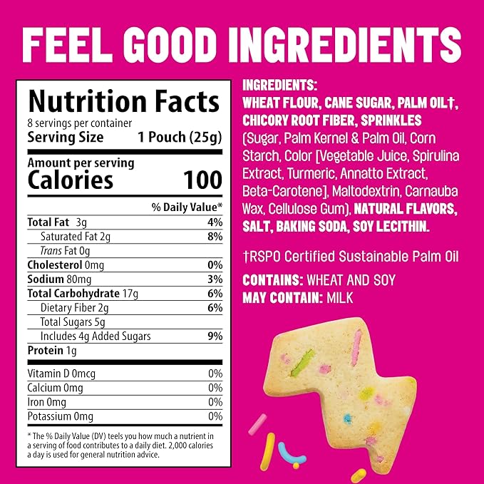 Mavericks Birthday Cake Bolt Cookies - Plant-Based Birthday Cake Confetti Cookies, Egg-Free