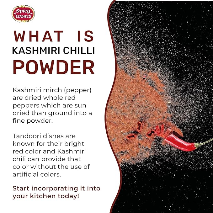 Spicy World Kashmiri Chili Powder Red 2 Ounce bag | All Natural Low Heat, Red Chili Powder - Red