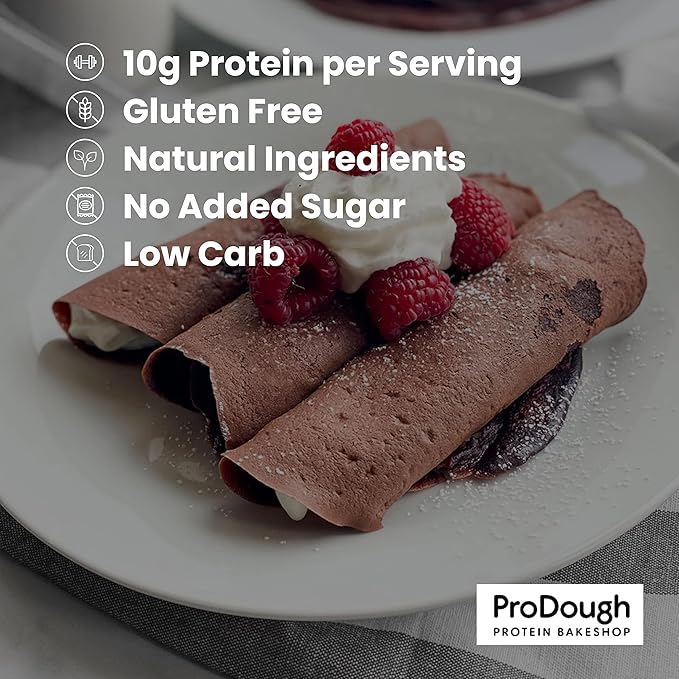 ProDough High Protein- Gluten Free French Crepe Mix, Low Carb, 8g of Protein per Serving, No Added