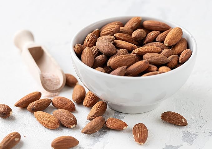 Food to Live Dry Roasted California Almonds with Himalayan Salt, 8 Ounces Oven Roasted, Lightly