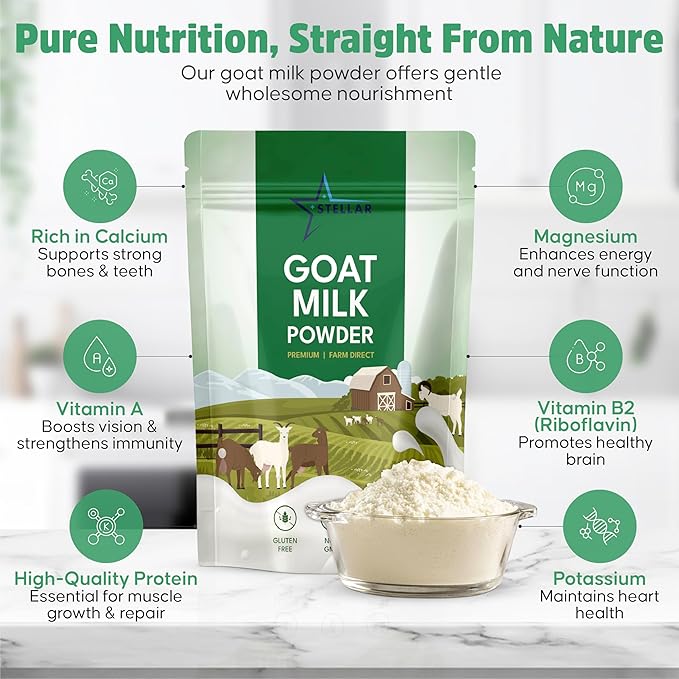 Stellar Goat Milk Powder – 2 lb | Grass-Fed from Australia | Easy to Digest, High in Protein
