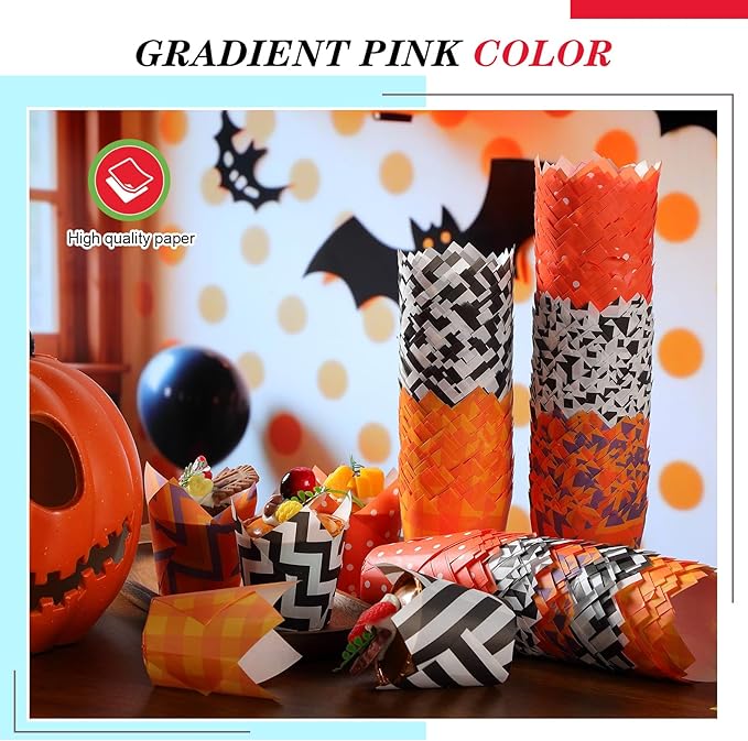 500 Counts Halloween Tulip Cupcake Liners Baking Paper Cups Wrappers Birthday Party Muffin Cupcake