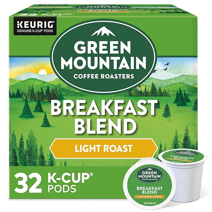 Green Mountain Coffee Roasters Breakfast Blend Keurig Single-Serve K-Cup Pods, Light Roast Coffee