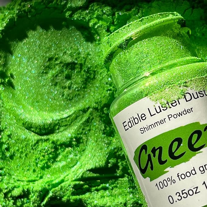 Green Luster Dust Edible Glitter for Cakes Cocktails ??10g Colaele Edible Shimmering Dust for