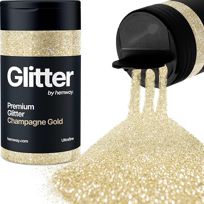 Hemway Premium Glitter Shaker - Champagne Gold | 130g Ultrafine Metallic Flake Sequins for Resin &