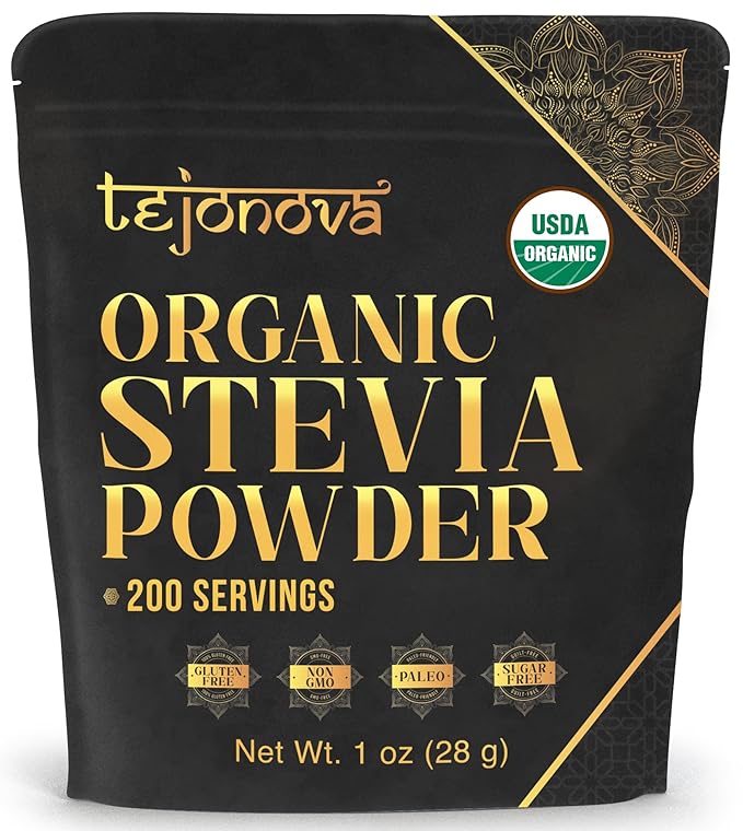 tejonova Organic Stevia Powder, 1oz, Stevia Sweetener, Stevia Organic from Stevia Leaf, Stevia