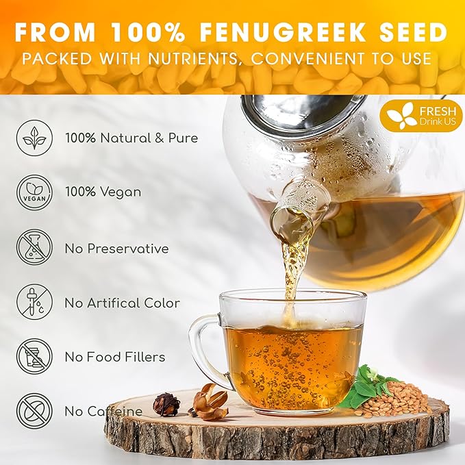 FreshDrinkUS, Premium 55 Fenugreek Tea Bags, 100% Natural & Pure from Fenugreek. Fenugreek Herbal