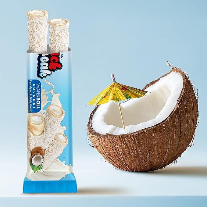 Snack Break Coconut Rolled Wafers, Individually Wrapped, Wafer Rolls with Creamy Coconut Filling