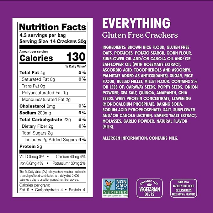 Milton’s Gluten Free Crackers Variety Bundle (Crispy Sea Salt, Multi-Grain, Everything) - Non-GMO