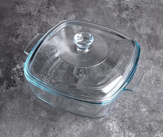 Clear Square Glass Casserole with Lid, Baking Dish with Glass Cover, Casserole for Oven, Freezer