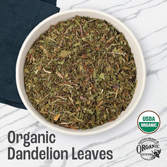 J Mac Botanicals, Organic Dandelion Leaves (4 oz bag) USDA Certified Organic Dandelion leaf tea, te